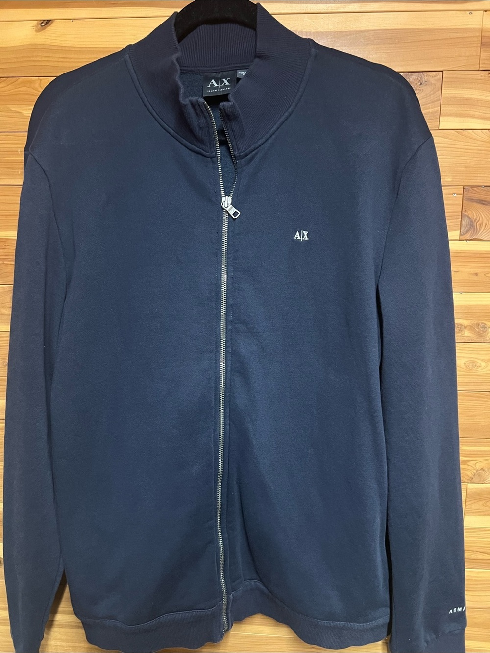 Armani Exchange Men's Dark Navy Zip-Up Knit Jacket